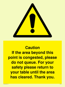 Caution if area beyond this point is congested, please do not queue