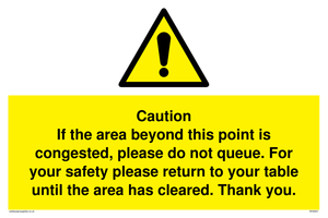 Caution if area beyond this point is congested, please do not queue