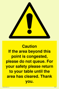 Caution if area beyond this point is congested, please do not queue