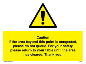 Caution if area beyond this point is congested, please do not queue