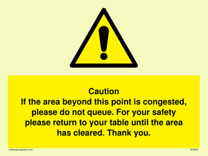 Caution if area beyond this point is congested, please do not queue