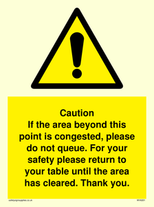 Caution if area beyond this point is congested, please do not queue