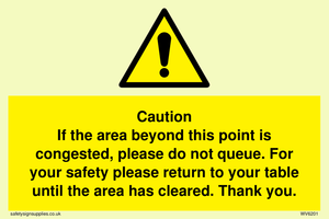 Caution if area beyond this point is congested, please do not queue