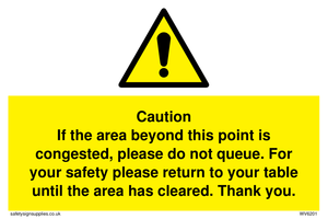 Caution if area beyond this point is congested, please do not queue