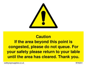 Caution if area beyond this point is congested, please do not queue