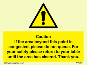 Caution if area beyond this point is congested, please do not queue