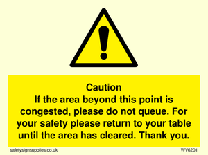 Caution if area beyond this point is congested, please do not queue