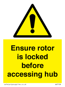 Ensure rotor is locked before accessing hub
