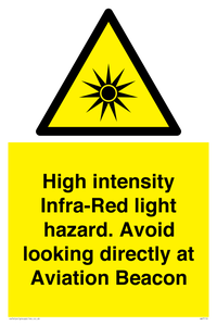 High intensity Infra-Red light hazard. Avoid looking directly at Aviation Beacon