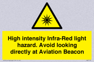 High intensity Infra-Red light hazard. Avoid looking directly at Aviation Beacon