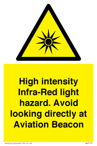 High intensity Infra-Red light hazard. Avoid looking directly at Aviation Beacon