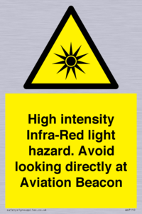 High intensity Infra-Red light hazard. Avoid looking directly at Aviation Beacon
