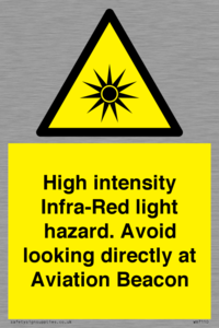 High intensity Infra-Red light hazard. Avoid looking directly at Aviation Beacon