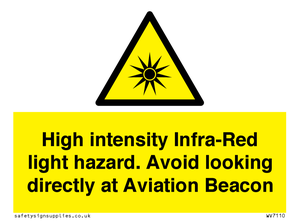High intensity Infra-Red light hazard. Avoid looking directly at Aviation Beacon