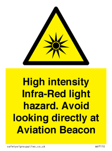 High intensity Infra-Red light hazard. Avoid looking directly at Aviation Beacon