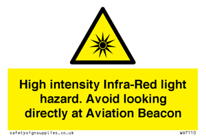 High intensity Infra-Red light hazard. Avoid looking directly at Aviation Beacon