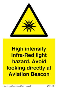 High intensity Infra-Red light hazard. Avoid looking directly at Aviation Beacon