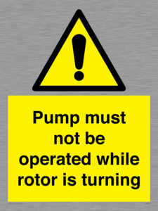 Pump must not be operated while rotor is turning