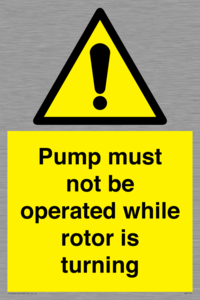 Pump must not be operated while rotor is turning
