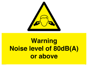 Warning Noise level of 80dB(A) or above
