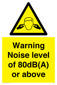 Warning Noise level of 80dB(A) or above