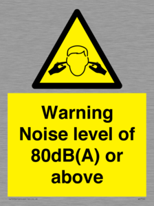 Warning Noise level of 80dB(A) or above