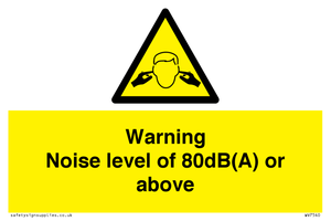 Warning Noise level of 80dB(A) or above