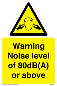 Warning Noise level of 80dB(A) or above