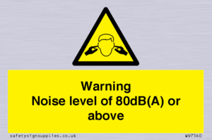 Warning Noise level of 80dB(A) or above