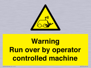 Warning run over by operator controlled machine