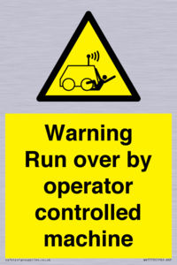 Warning run over by operator controlled machine