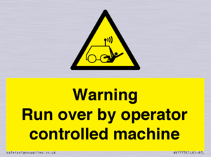 Warning run over by operator controlled machine