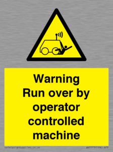 Warning run over by operator controlled machine