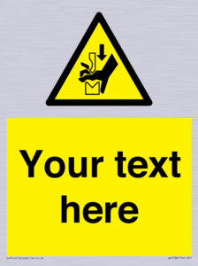 Custom warning hand crushing between press brake tool