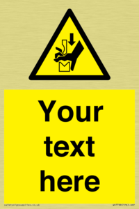 Custom warning hand crushing between press brake tool