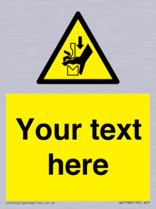 Custom warning hand crushing between press brake tool