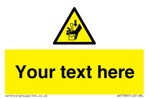 Custom warning hand crushing between press brake tool