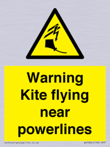 Warning Kite flying near powerlines