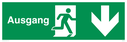 german-exit-sign-with-running-man-facing-right--arrow-down~