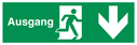 german-exit-sign-with-running-man-facing-right--arrow-down~