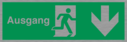 german-exit-sign-with-running-man-facing-right--arrow-down~