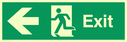 fire exit / emergency exit sign with arrow to left & running man facing left Text: exit