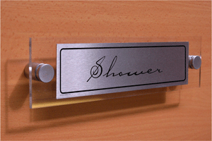 shower - door sign