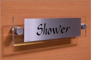 shower - door sign