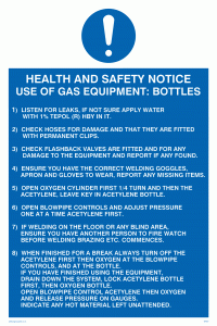 h&s notice use of gas equipment/bottles