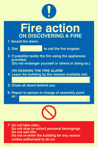 Fire action notice with lifts from Safety Sign Supplies