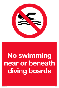 No swimming beneath diving board