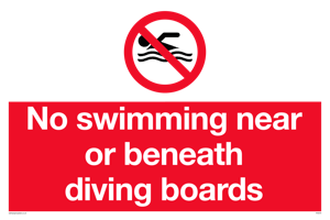 No swimming beneath diving board