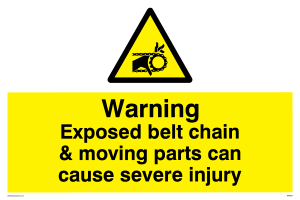 Exposed belt chain can cause severe injury