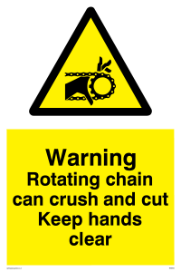 Rotating chain can crush and cut